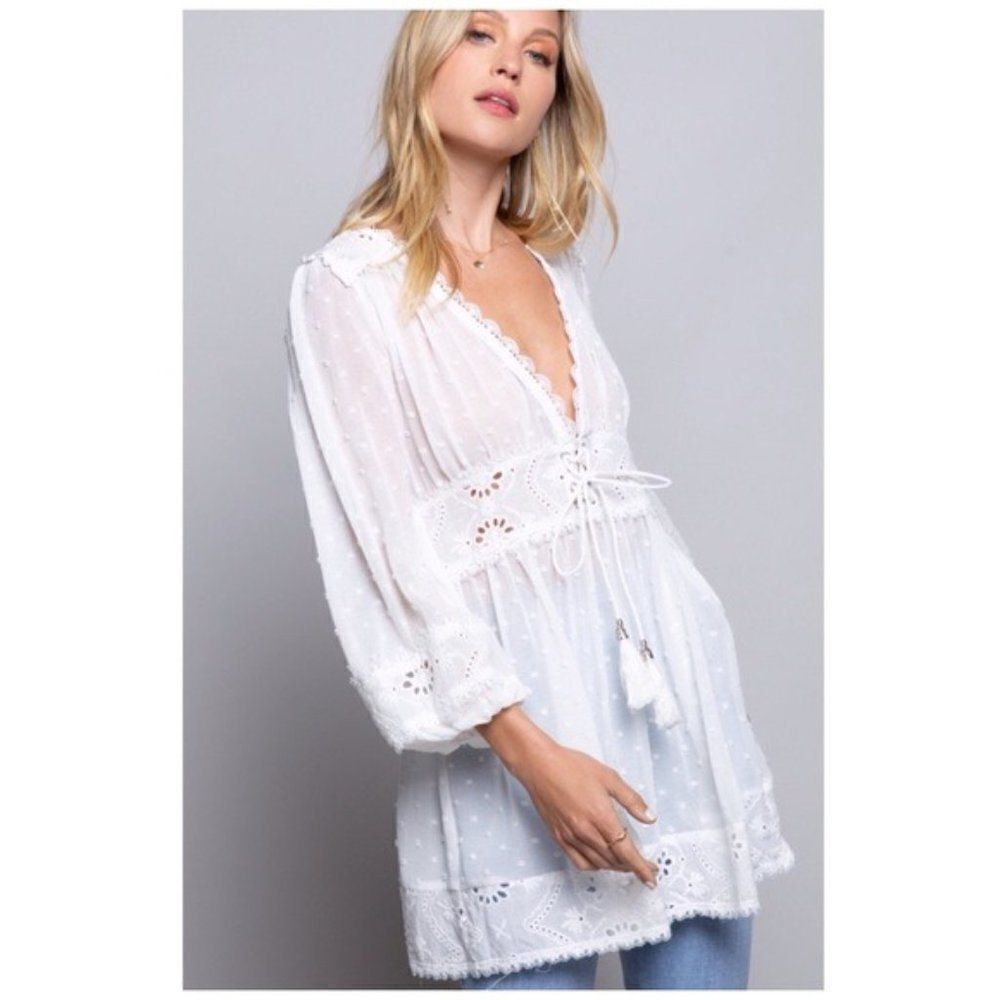 𝅺BABY  doll Tunic w/Lace Trim Detail - Picture 3 of 11